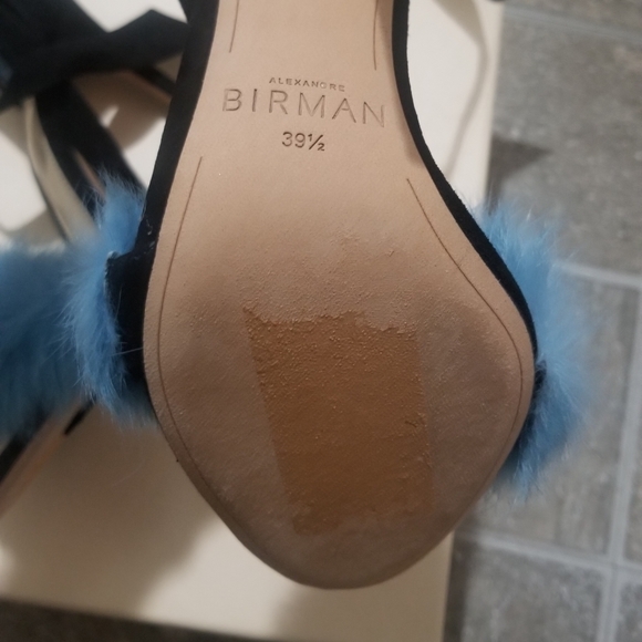 Alexandre Birman Clarita rabbit fur blue sandals - Picture 7 of 15